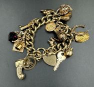 A 9ct gold charm bracelet (Approximate Total weight 93g)