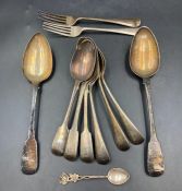 A selection of hallmarked silver flatware, mainly Georgian with a variety of hallmarks, makers and