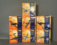 A selection of seven Diecast model aeroplanes from the Corgi Flying Aces collection, Boxed