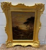 An oil on canvas in gilt frame signed (23cm x 31cm)