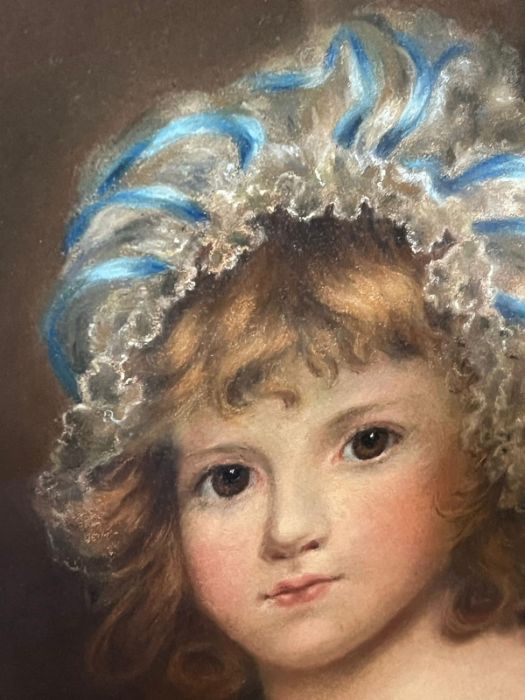 A pastel and watercolour after Sir Joshua Reynolds Circa 1860 of a young lady in a white dress - Image 3 of 4