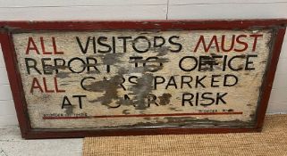 A wooden Prison visitors sign 152cm x 80cm