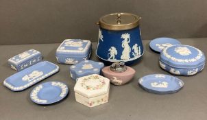 A selection of Wedgewood Jasperware and a Mirabelle lidded pot