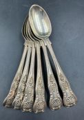 A set of six hallmarked silver teaspoons, hallmarked for London by George Jackson and David