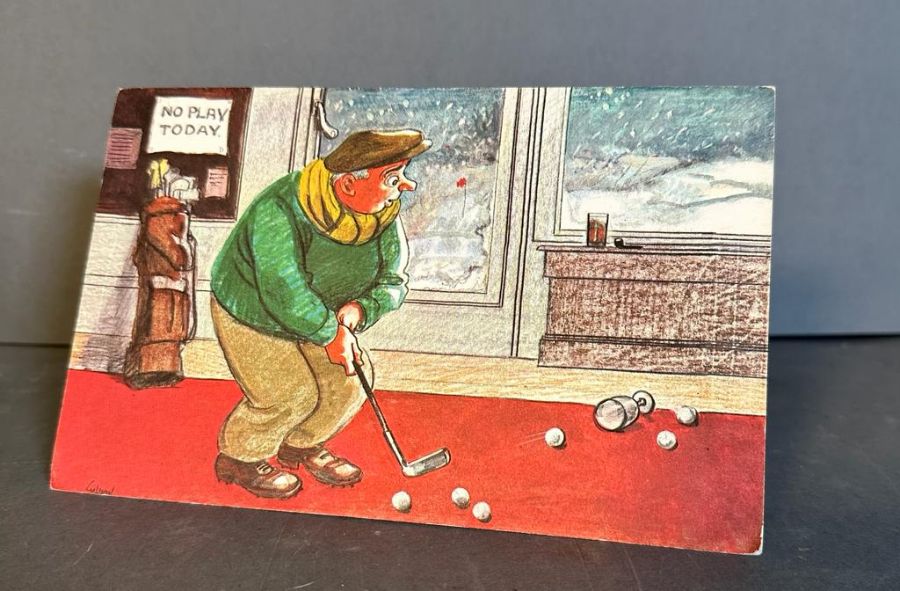 A vintage greetings card from Royale publications by John Gilroy titled Practice at the 19th - Image 2 of 3