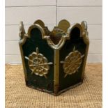 A green and gold painted cast iron planter (H38cm)
