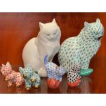 A selection of china cats by Herend