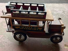 A vintage wooden model bus