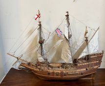 A model galleon ship (70cm x 55cm)