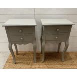 A pair of painted side table with two drawers (H68cm W41cm D30cm)