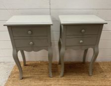 A pair of painted side table with two drawers (H68cm W41cm D30cm)