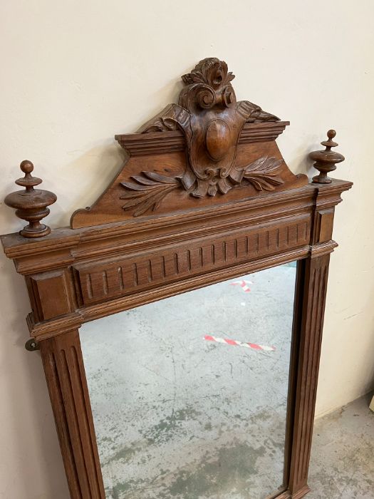 A carved wall mirror with scrolling details to crown or top (H131cm) - Image 4 of 4