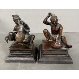 A Pair of Chinese bronzes on wooden stands (Approximate Height 15cm)