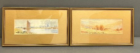 Two watercolours of landscape scene signed lower right Turner (17 x 6cm)