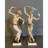 Two porcelain Balinese dancing figures designed by Carl Werner for Hutschenreuther Gelb