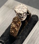 A 9ct gold and white stone ring (Approximate Total Weight 2.9g) Size K1/2