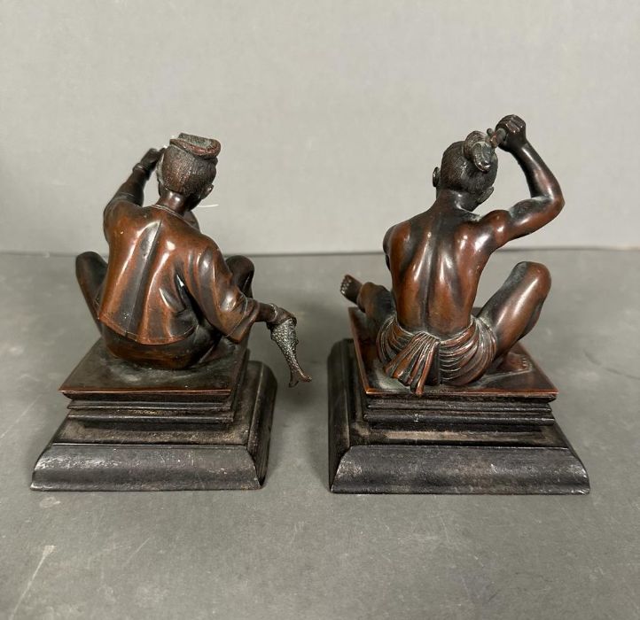 A Pair of Chinese bronzes on wooden stands (Approximate Height 15cm) - Image 4 of 4