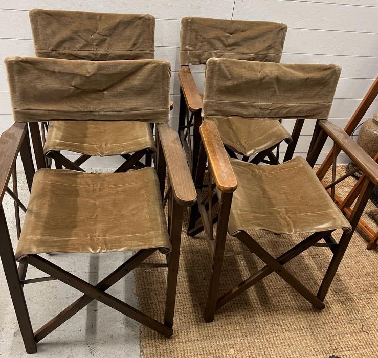 Four vintage safari directors folding chairs
