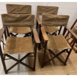 Four vintage safari directors folding chairs