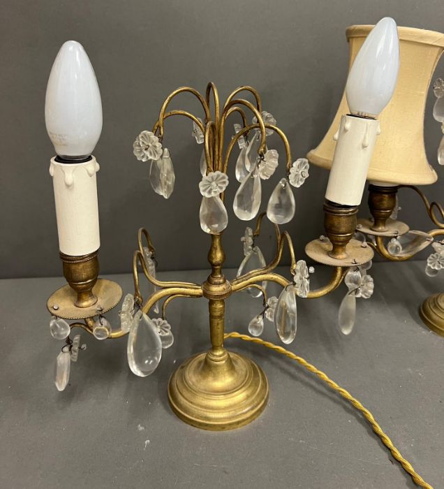 Two brass and glass droplet lamps - Image 2 of 3