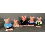 A set of five Wade Natwest Pig Moneyboxes.