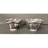 Two small Chinese Familie rose hand painted bowls