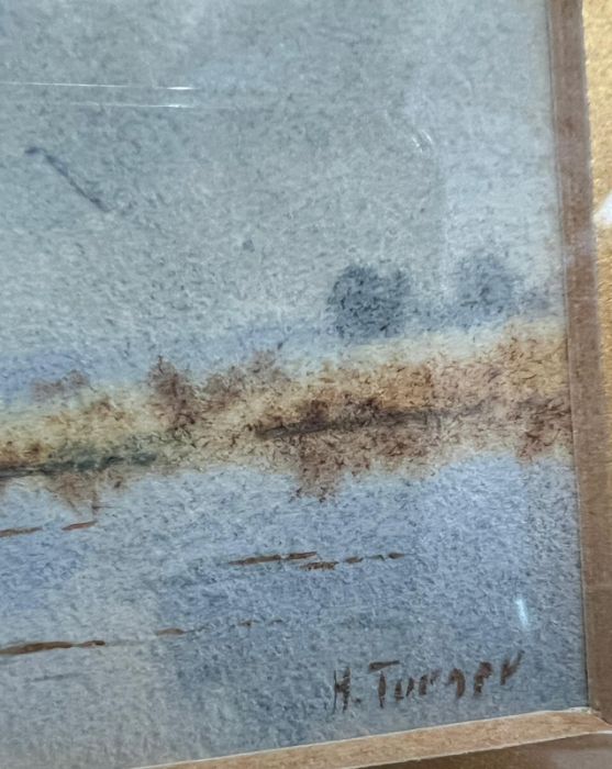 Two watercolours of landscape scene signed lower right Turner (17 x 6cm) - Image 4 of 4