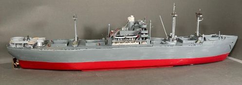A large naval model warship