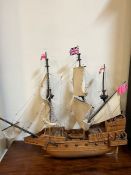 A galleon sailing ship with flags (H80cm W90cm)