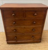 A mahogany two over three chest of drawers (H103cm W480cm D103cm)