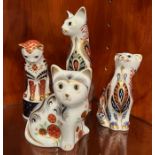 Four Royal Crown Derby cats (Tallest H13.5cm)