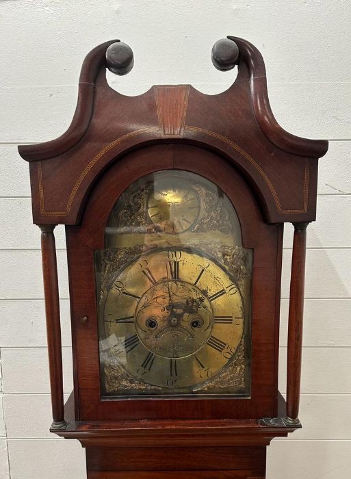 A mahogany inlaid eight day long case clock by Barwise of Cockermouth (H220cm) - Image 4 of 6