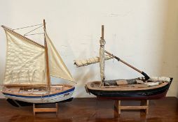Two model barge boats H38cm W38cm)