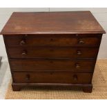 An 18th Century mahogany bachelor chest with four long drawers and brushing slide (H80cm W89cm