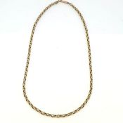 9YG link chain with barrel clasp marked 9CT 42cm