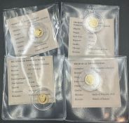 A selection of four .585ct gold coins each weighting 0.5g (2g Total)