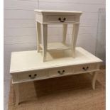 A white painted coffee table and side table from Fenwicks (coffee table H 50cm W 60cm D 120cm)
