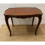 A 19th Century French occasional table with parquetry to top and gilt mounts and decoration. (H 59cm