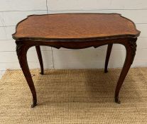 A 19th Century French occasional table with parquetry to top and gilt mounts and decoration. (H 59cm