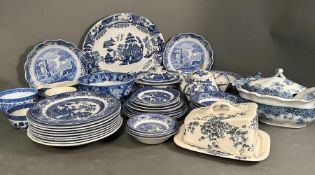 A large selection of blue white china, various makers and styles.