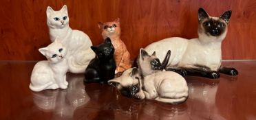 Six Beswick china cats