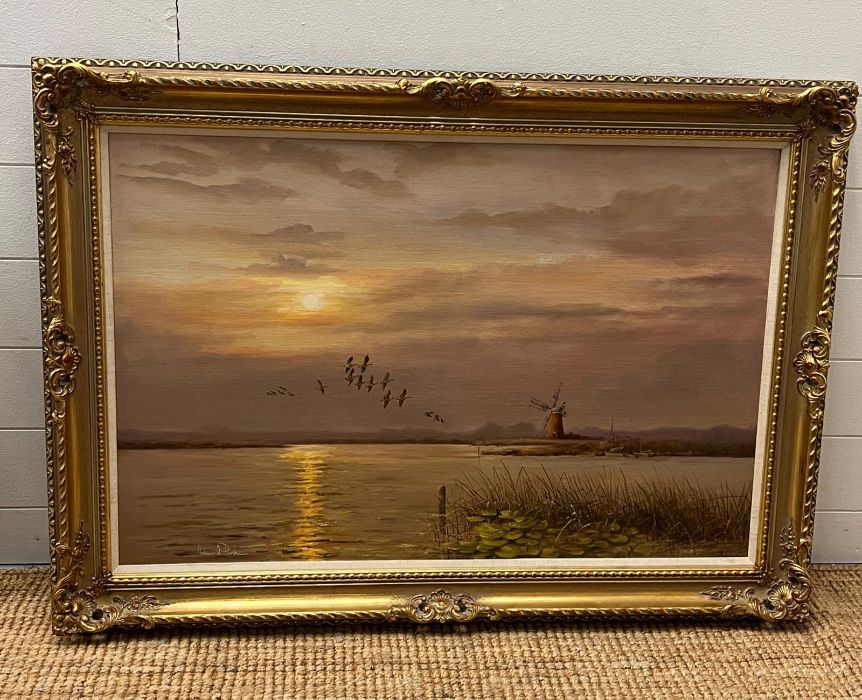 Oil on canvas of a sunrise scene signed lower left Arthur A Pank 89cm x 60cm