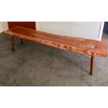 A rustic wooden bench