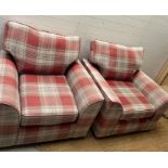 A pair of Next tartan cuddle chairs (H90cm W108cm D94cm)