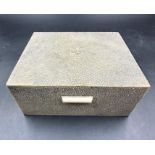 A shagreen jewellery box (12.5cm x 10cm x 6cm approximately)