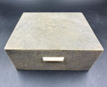 A shagreen jewellery box (12.5cm x 10cm x 6cm approximately)