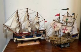 Two model sailing Galleon