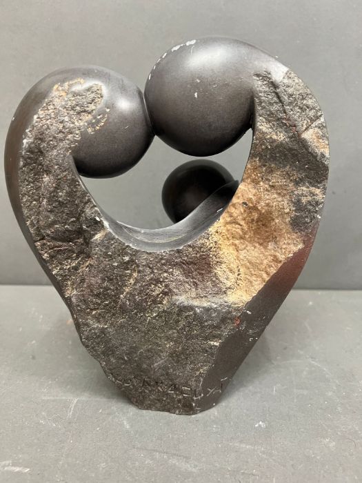 A stone carved sculpture signed to base (H21cm) - Image 3 of 3