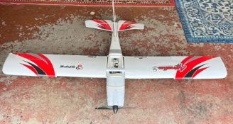 A polystyrene red and white aircraft model