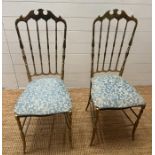 A pair of Chiavari Italian brass chairs 1950's